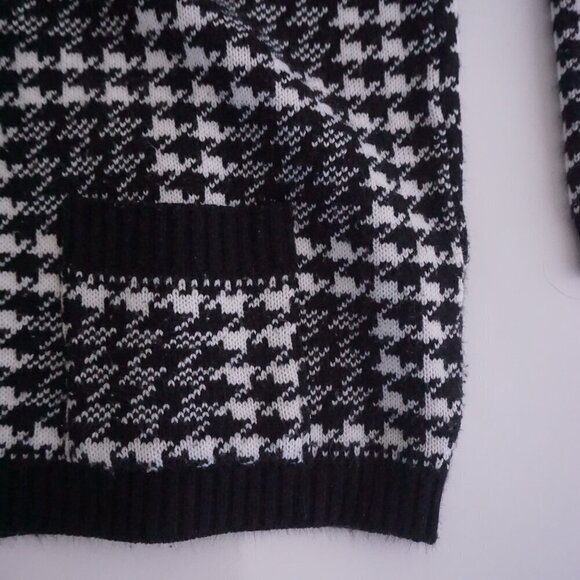 Vintage Tradition Sears Black White Knit Houndstooth Button Cardigan Sweater XL - Picture 6 of 11